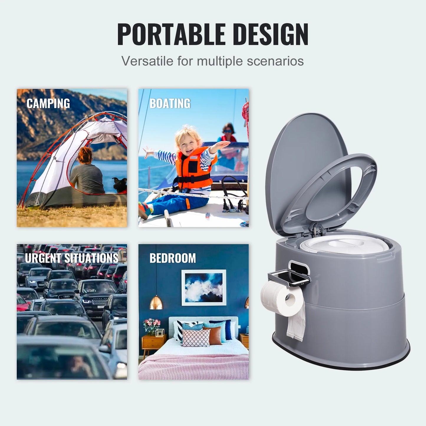 SucceBuy Portable Toilet for Camping 1.3G Detachable Inner Bucket