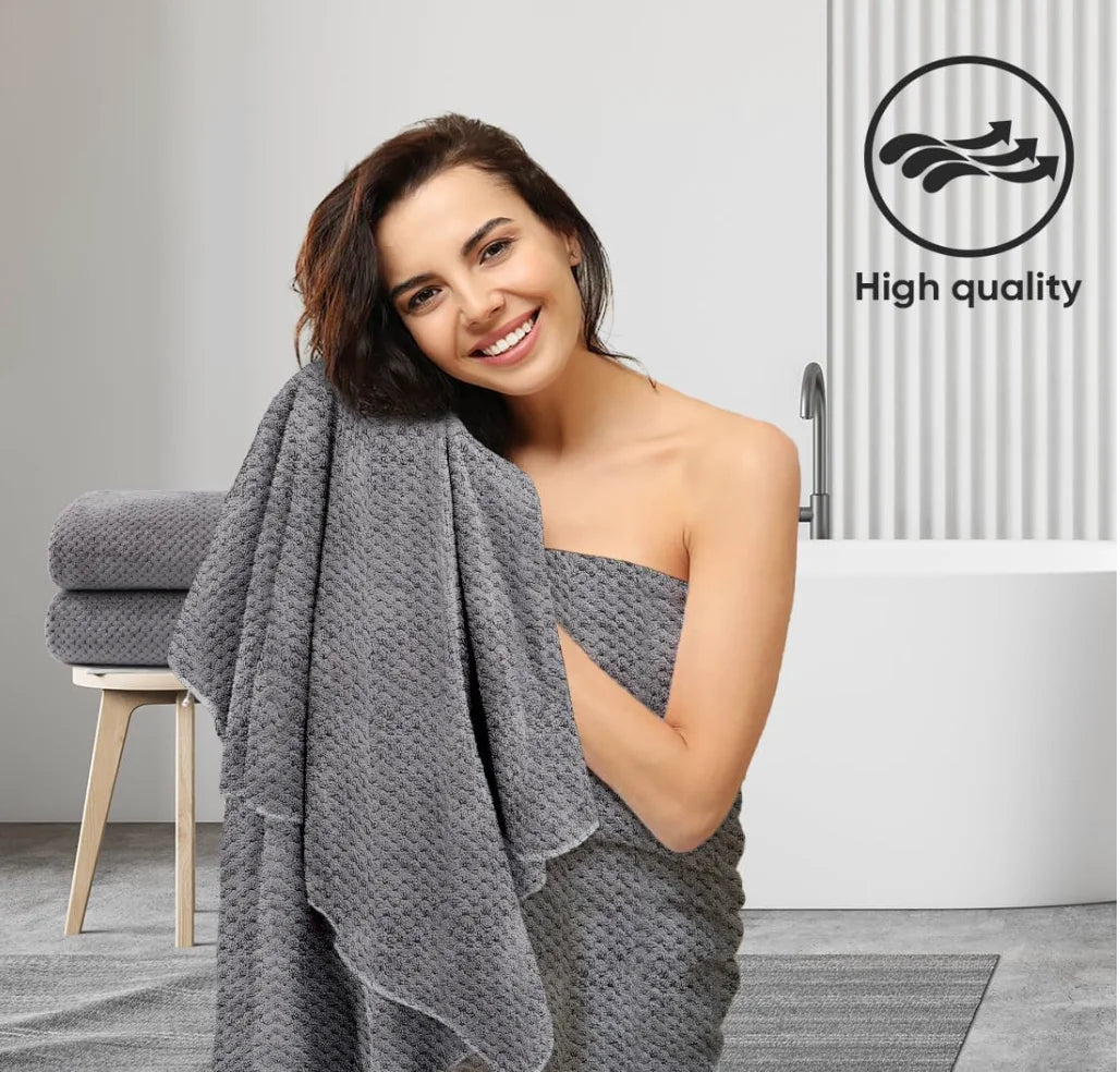 Microfiber Ultra Soft Highly Absorbent Bath Towel Set Pack of 2 (27 x 54 Inches)