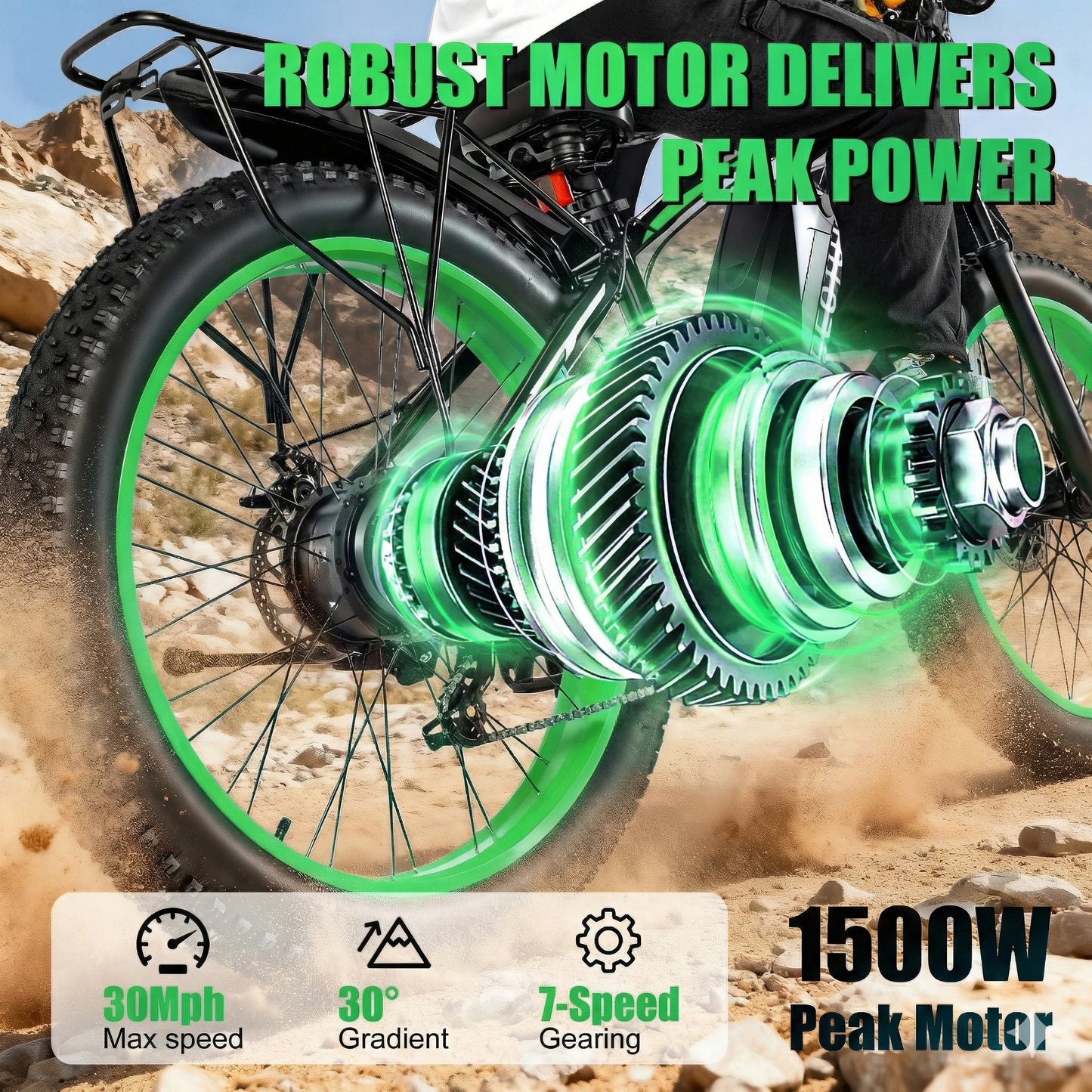 26" Fat Tire Electric Bike 48V 20Ah Battery 1000W Motor (Peak 1500W)  25-30MPH
