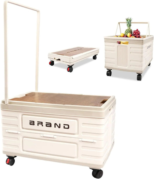 360° Rotating Foldable Storage Cart – Heavy-Duty Mobile Organizer with 4 Silent Wheels