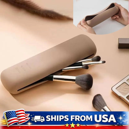 Portable Silicone Travel Makeup Brush Case with Magnetic Closure