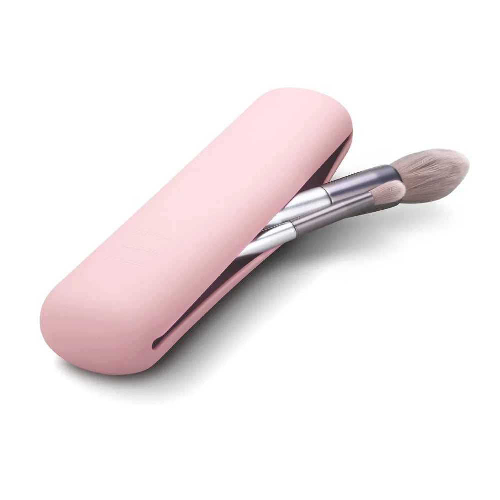 Portable Silicone Travel Makeup Brush Case with Magnetic Closure