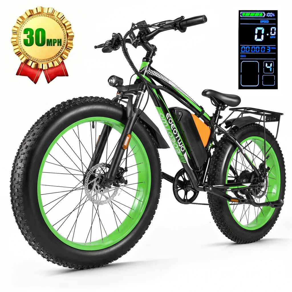26" Fat Tire Electric Bike 48V 20Ah Battery 1000W Motor (Peak 1500W)  25-30MPH