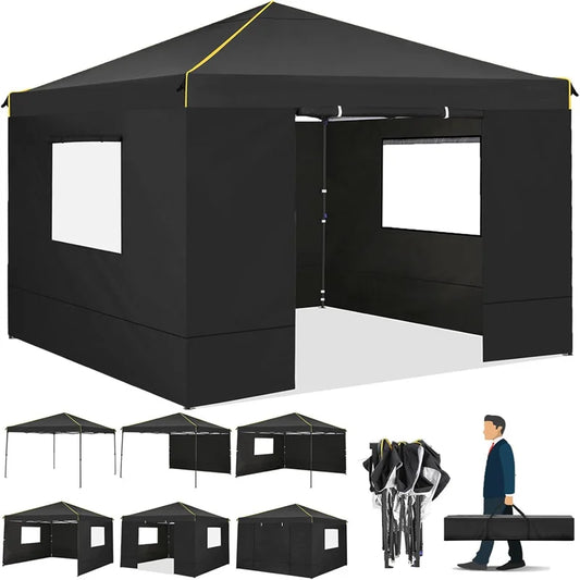 10x10FT Pop Up Canopy Tent with Sidewalls and Roll-up Ventilated Windows