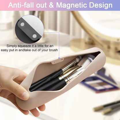 Portable Silicone Travel Makeup Brush Case with Magnetic Closure