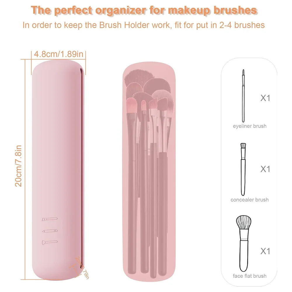 Portable Silicone Travel Makeup Brush Case with Magnetic Closure