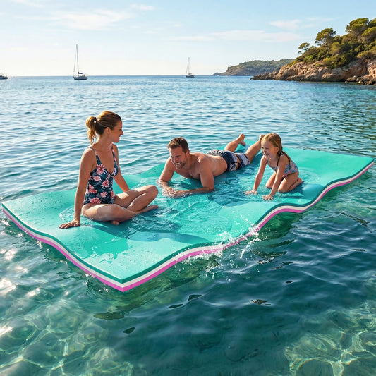12'x6' Water Floating Mat– 3 Layer XPE Foam Pad, 1200LBS Capacity, Anti-Slip, Portable with Safety Ropes