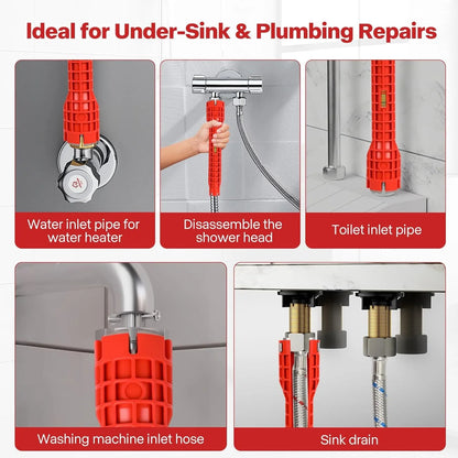 Multifunctional 8 In 1 Plumbing Wrench, Faucet Sink Install Kitchen and Bathroom Toilet Pipe Maintenance