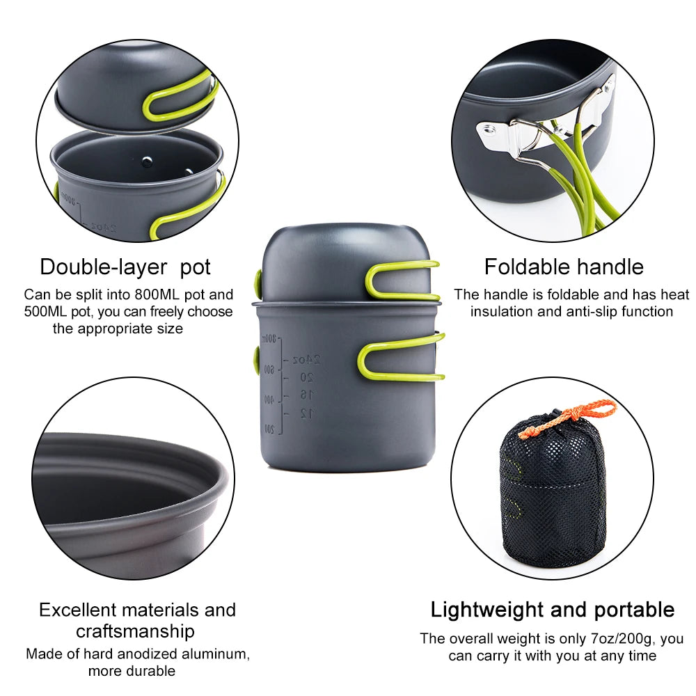 Widesea Ultralight Camping Pot Set Hiking Picnic Travel Tourist Dishes Supplies Equipment