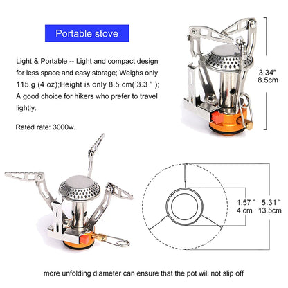 Widesea Camping Cookware Set, Tableware Equipment Supplies Burner Stove, Folding Knife, Fork, Portable Pot And Cup
