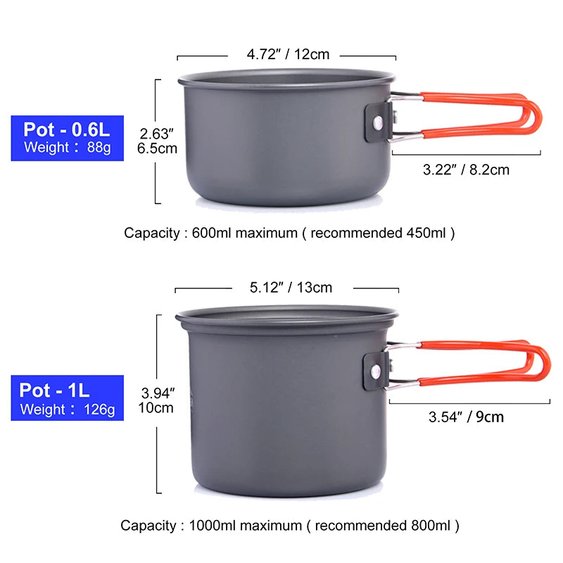 Widesea Camping Cookware Set, Tableware Equipment Supplies Burner Stove, Folding Knife, Fork, Portable Pot And Cup