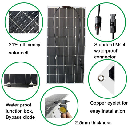 DGSUNLIGHT 100w 200w 12v Flexible, Portable Solar Panel