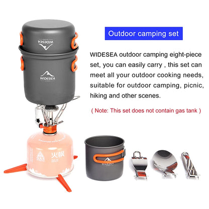 Widesea Camping Cookware Set, Tableware Equipment Supplies Burner Stove, Folding Knife, Fork, Portable Pot And Cup