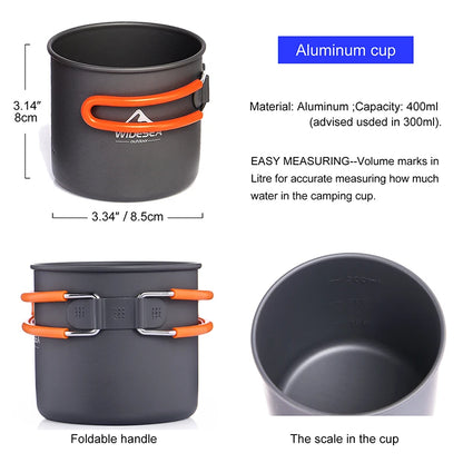 Widesea Camping Cookware Set, Tableware Equipment Supplies Burner Stove, Folding Knife, Fork, Portable Pot And Cup