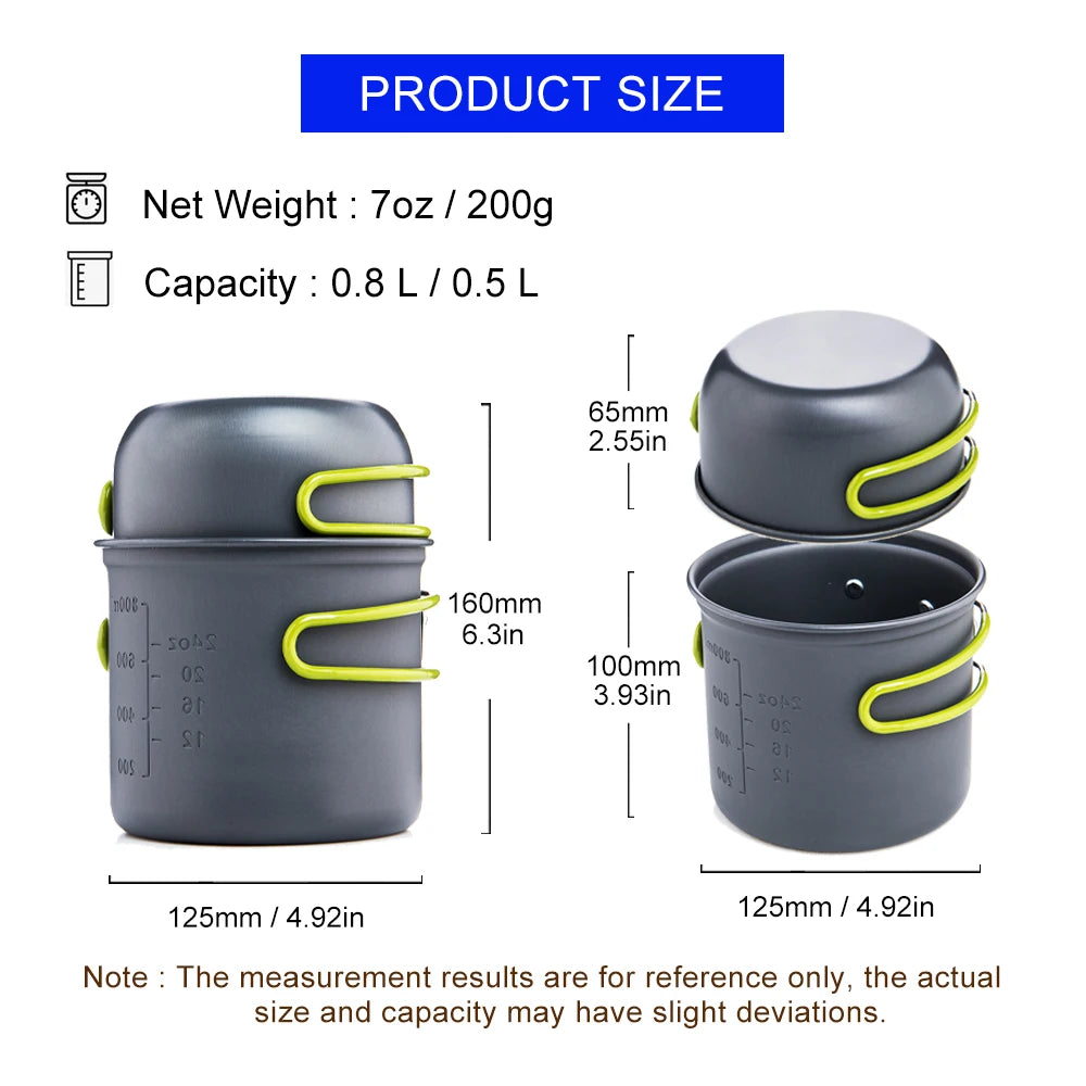Widesea Ultralight Camping Pot Set Hiking Picnic Travel Tourist Dishes Supplies Equipment
