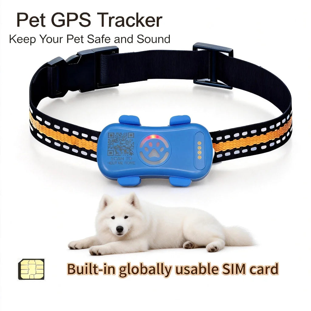GPS Pet Tracker for Dogs Cats  WiFi Tracking Unlimited Distance QR Code Anti-Lost Locator
