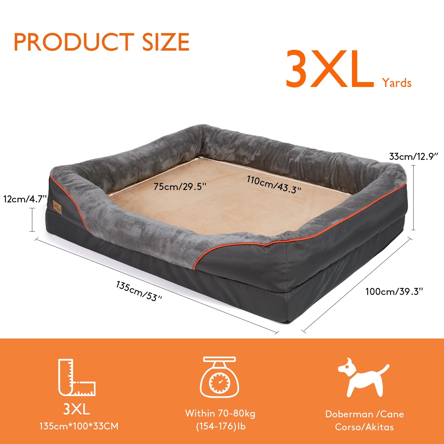Anti Allergy Waterproof Large Dog Bed With Removable Washable Cover