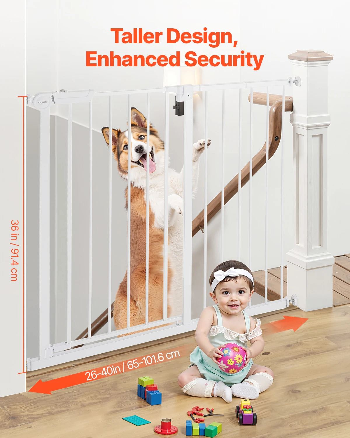 SucceBuy Baby/Pet Gate 28/30/36 Inches High Gate Easy Step Walk Thru