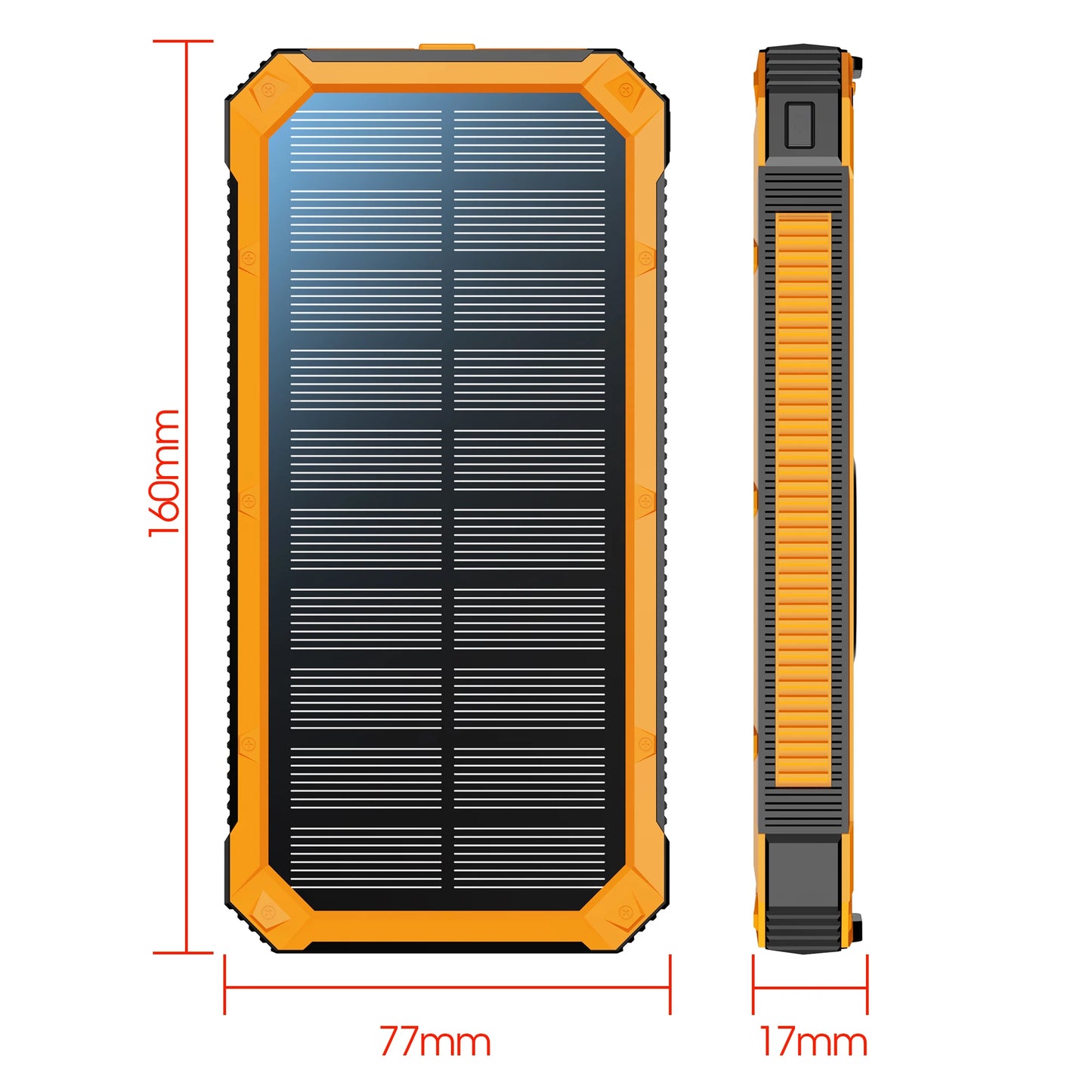 Solar Power Bank Wireless Charger, USB C Input/Output with Camping Flashlight for Cell Phone