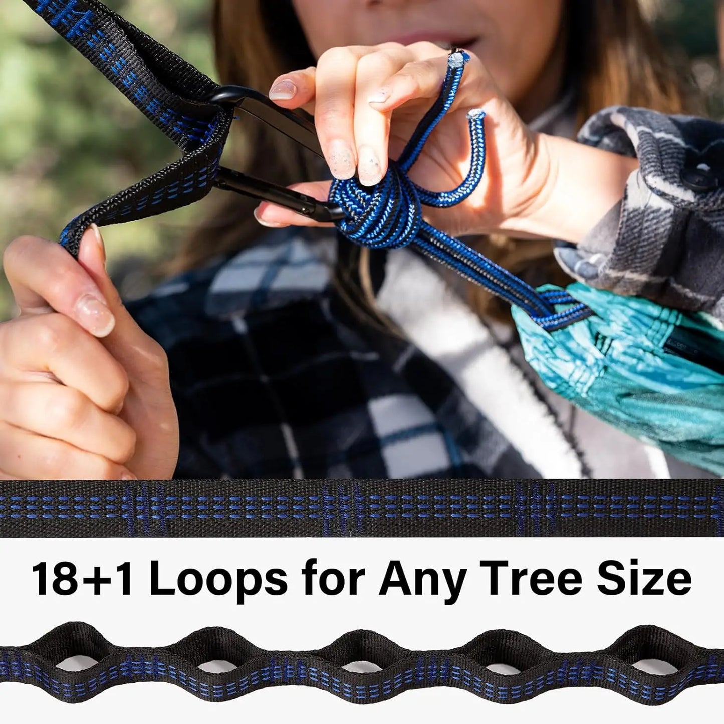 Portable Camping Hammock with Tree Straps & Attached Carry Bag