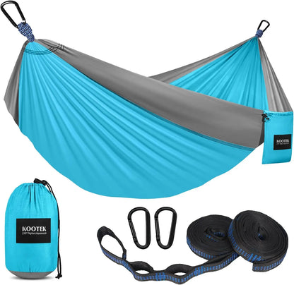 Portable Camping Hammock with Tree Straps & Attached Carry Bag