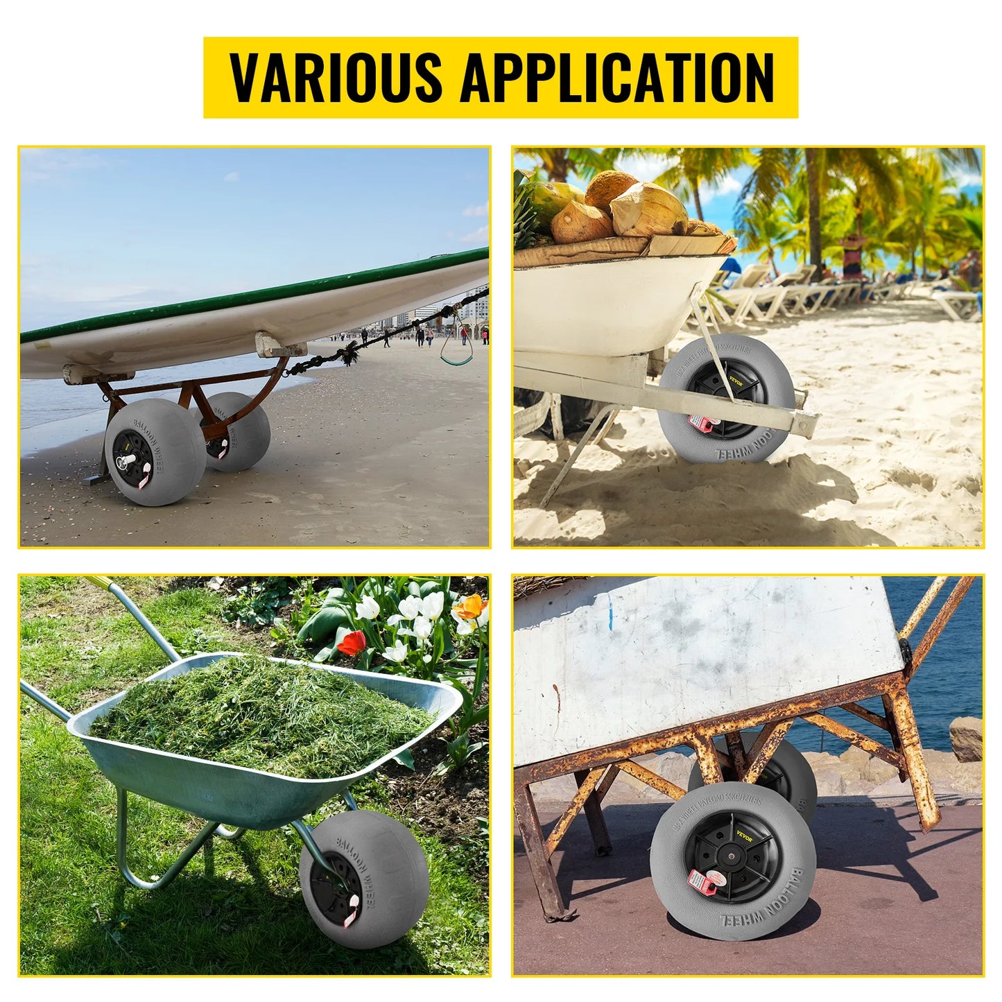 SucceBuy Beach Balloon Wheels 9/13/15.7" w/ Free Air Pump 2Pcs