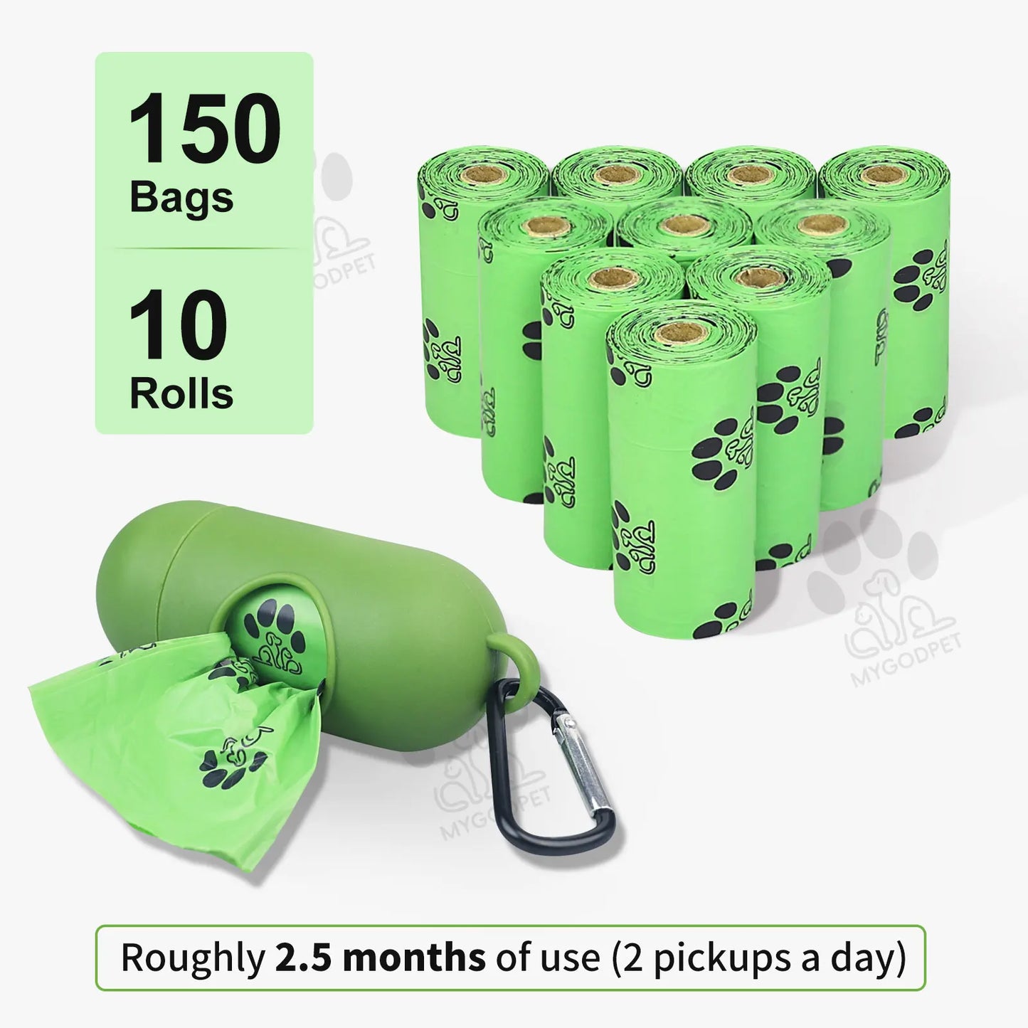 Dog Poop Bags Rolls with Dispenser 150 Count Biodegradable
