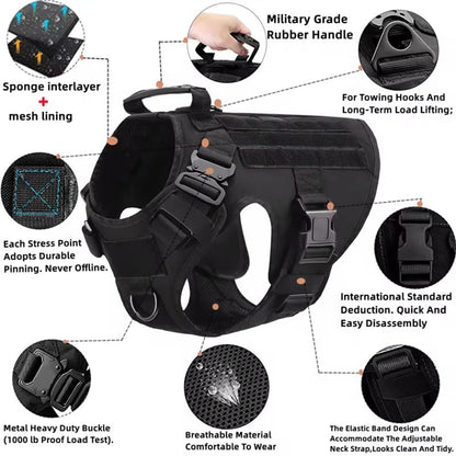 Tactical Dog Harness Collar For Medium Large Dogs