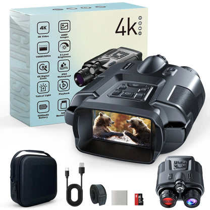 Night Vision Binoculars 4K Infrared Rechargeable 8X Digital Zoom Darkness Goggles Rechargeable