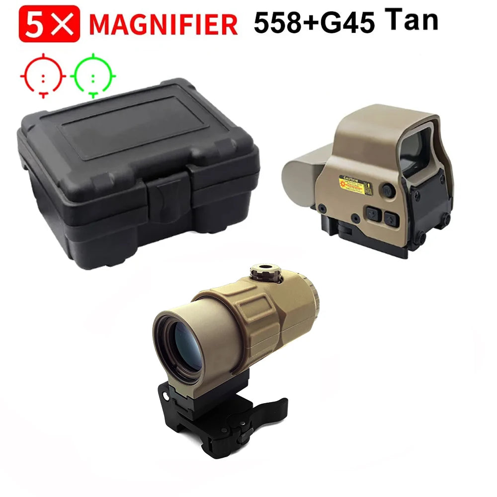 558+G43 Holographic Collimator Sight 558+G33/G45 Red Dot Optic Sight W/20mm Rail Mounts&Quick Detach Lever