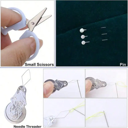 Portable Luxury Mini Travel Sewing Kit  With Threads, Sharp Scissors, Hand Needles And Extra Accessories