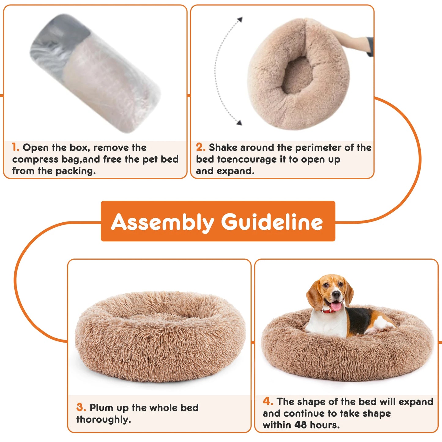 Anti-Slip Round Washable Calming Dog Bed
