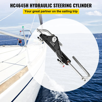 SucceBuy Front Mount Hydraulic Outboard Marine Steering Cylinder 150HP HC4645H Fit for Boat Steering