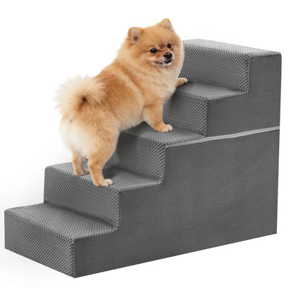 JHK 3-5 Step Right Angled Foam Dog Stairs