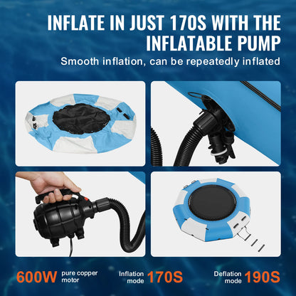 SucceBuy 10ft  Portable Inflatable Water Trampoline  with Slide 3-Step Ladder