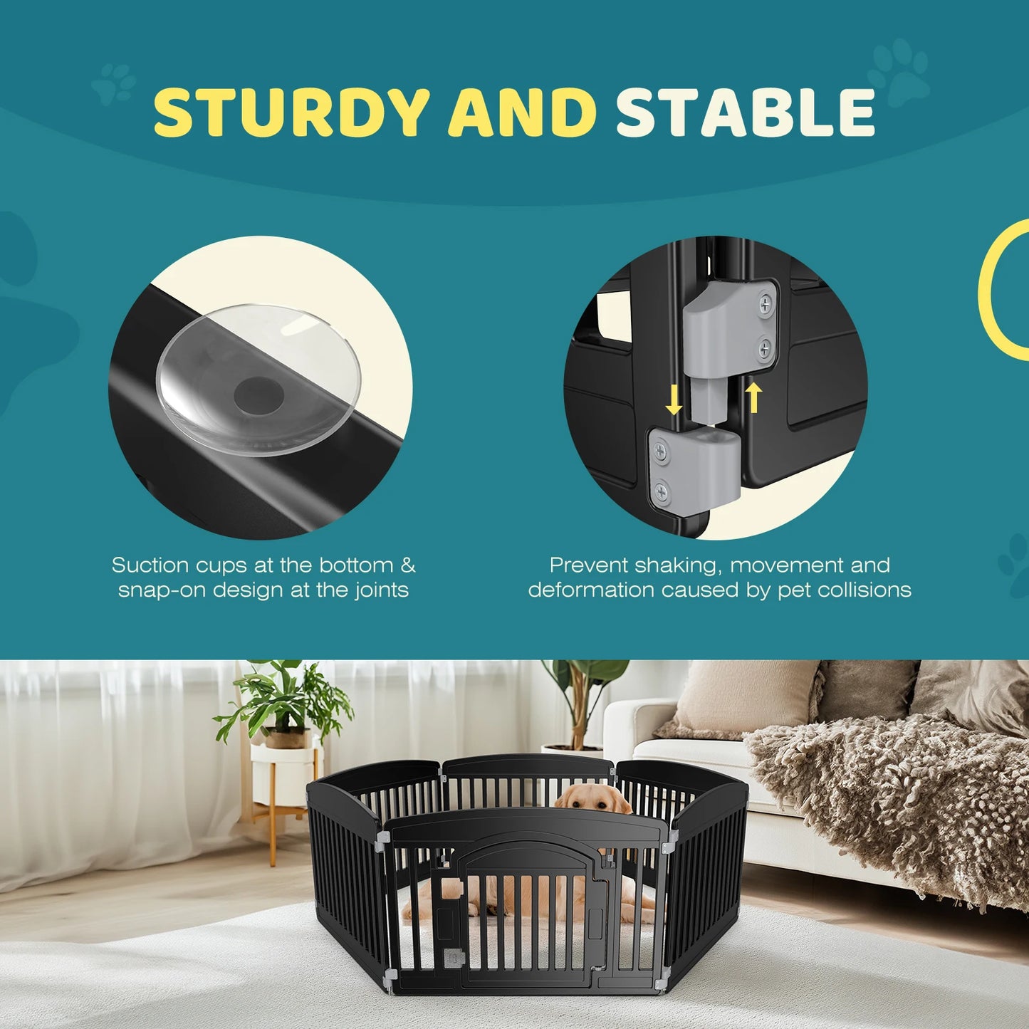 JHK Plastic Dog Playpen 6 Panel 24IN Expandable Durable Pet Fence