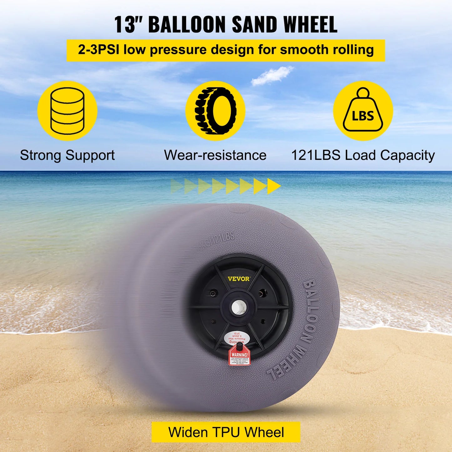SucceBuy Beach Balloon Wheels 9/13/15.7" w/ Free Air Pump 2Pcs