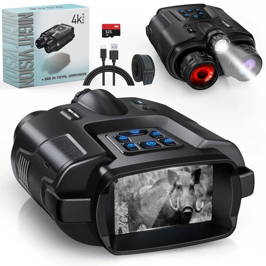 Night Vision Binoculars 4K Infrared Rechargeable 8X Digital Zoom Darkness Goggles Rechargeable