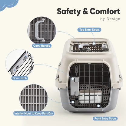 JHK 23Inch Travel Crate-Pet Carrier - Front & Top Load With Door Food Bowl with Enhanced Security Latchesf