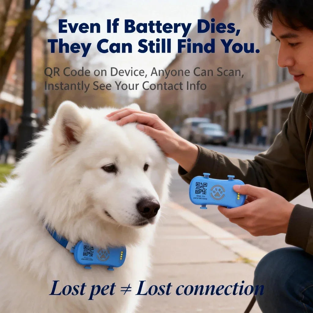 GPS Pet Tracker for Dogs Cats  WiFi Tracking Unlimited Distance QR Code Anti-Lost Locator