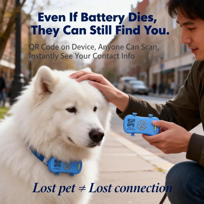 GPS Pet Tracker for Dogs Cats  WiFi Tracking Unlimited Distance QR Code Anti-Lost Locator