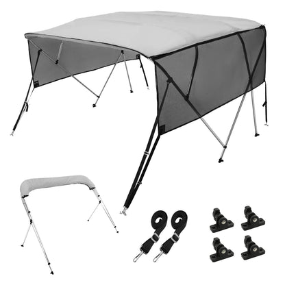 SucceBuy 4 Bow Bimini Top Detachable Boat Cover with Mesh Sidewalls