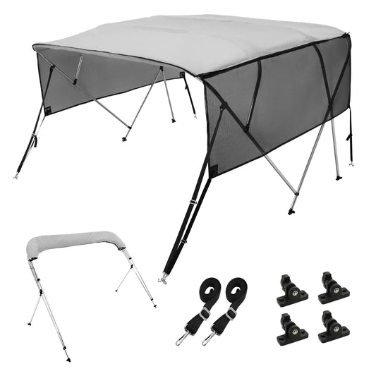 SucceBuy 4 Bow Bimini Top Detachable Boat Cover with Mesh Sidewalls