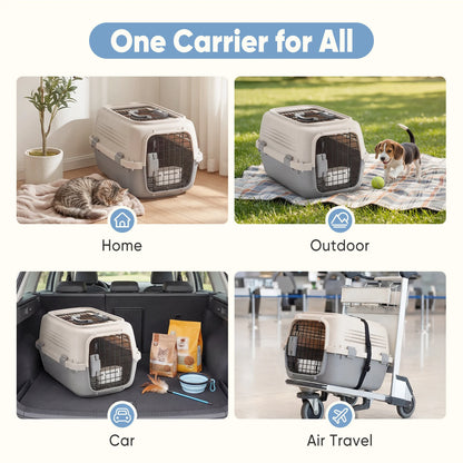 JHK 23Inch Travel Crate-Pet Carrier - Front & Top Load With Door Food Bowl with Enhanced Security Latchesf