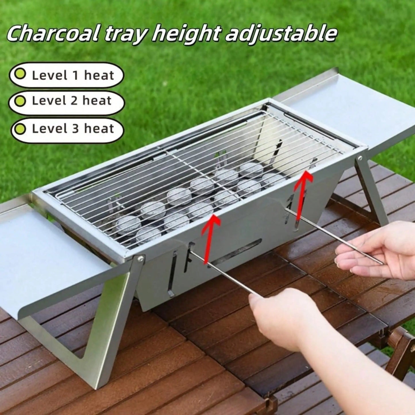 Multi-Functional  Portable Barbecue Foldable Grill, total Length 73cm (Grill Rack 42cm),
