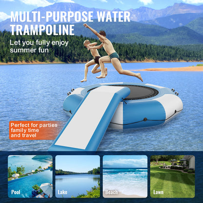 SucceBuy 10ft  Portable Inflatable Water Trampoline  with Slide 3-Step Ladder