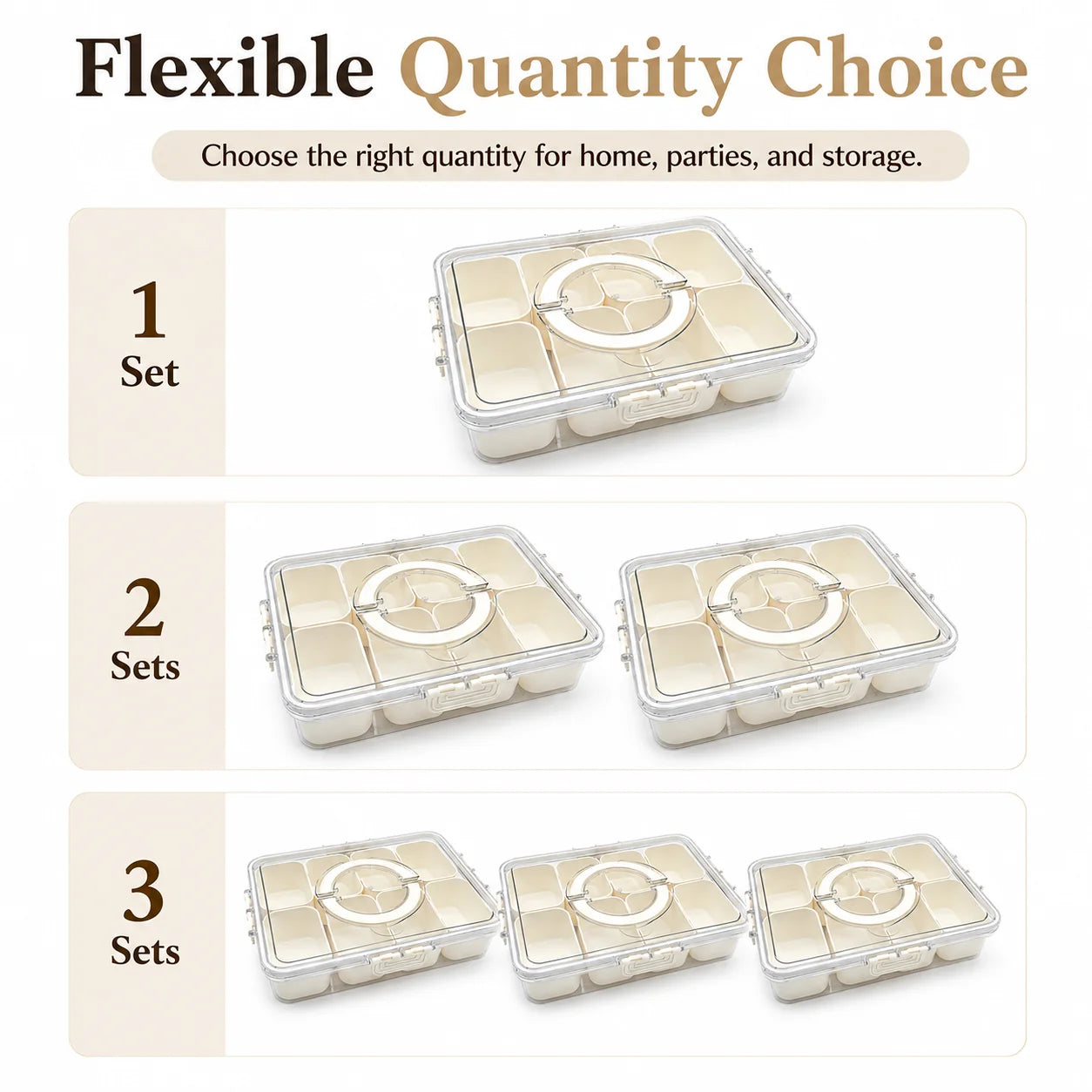 8-Compartment Food Storage Container with Removable Bins