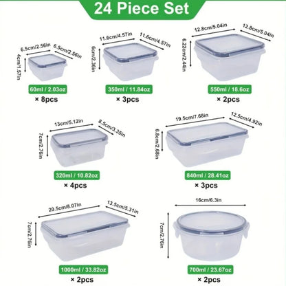 48Pcs BPA-Free Food Storage Set - 24 Airtight Containers & Lids with Labels