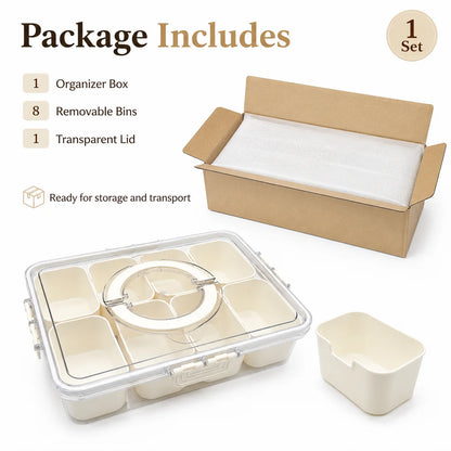 8-Compartment Food Storage Container with Removable Bins