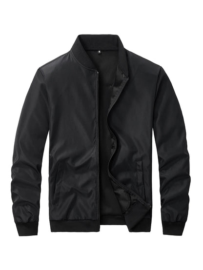 Baseball Collar Short Loose Solid Color Jacket